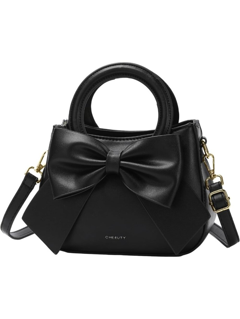 Chic Vegan Leather Crossbody Bag for Women, Small Purse with Bow Knot & Handle